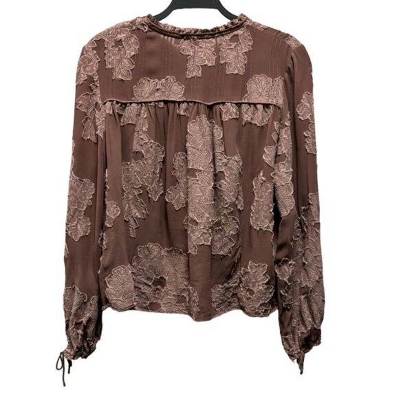 Wilfred Aritzia Lourdes Floral Embroidered Long Sleeve  Mauve Blouse Size M - Picture 3 of 10
